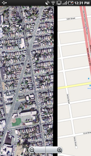 The application is able to display georeferenced imagery that is cached locally on the device.