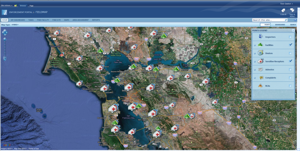 Map interface for internal SharePoint portal for viewing all of the District’s geospatial data.