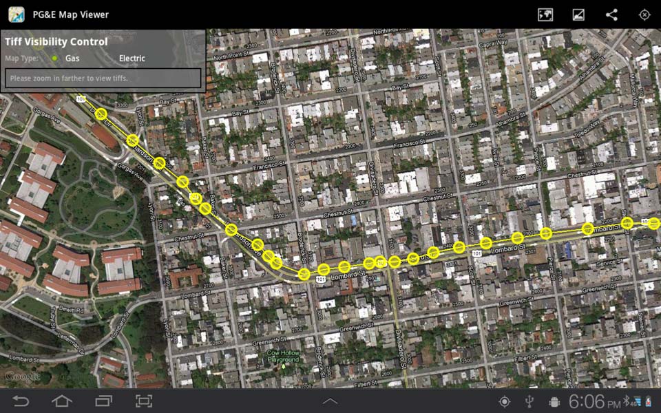 Displaying breadcrumbs showing users previous locations on top of Google satellite image