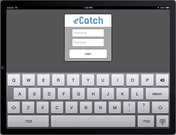 eCatch geospatial fisheries management app moves from HTML5 to native iOS to take advantage of GPS -  Login Screen