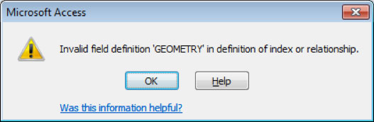 Using MS Access as the query interface to Oracle Spatial