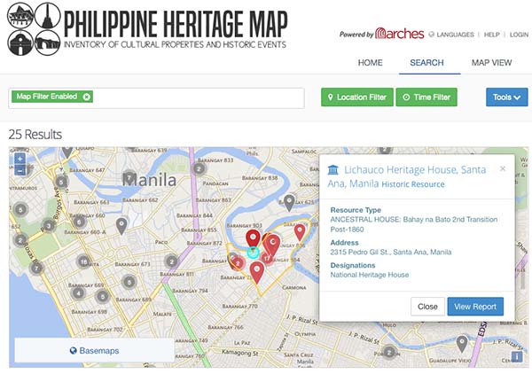 Philippine Heritage Map cultural and inventory and management system powered by Arches